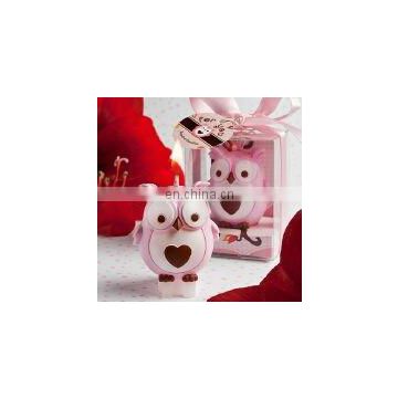 wedding gift Adorable pink owl candles