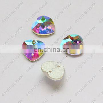 DZ-1055 heart shape flat back crystal ab sew on stones for dresses