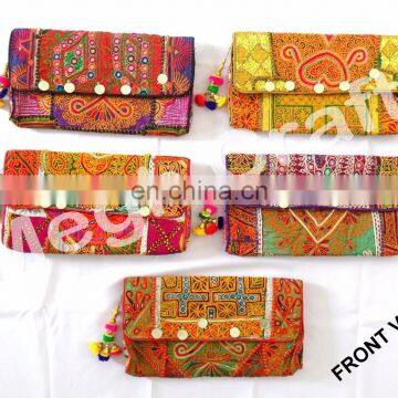 Wholesale Gypsy kutch embroidered Coin clutch- Bohemian Tribal clutch purse -Vintage Tribal Embroidered clutch