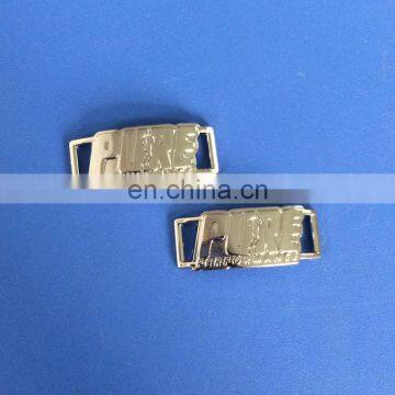 personalized embossed logo silver finish tone shoelace charm tag