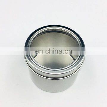 Factory direct round shaped clear lid aluminum travel candle tins