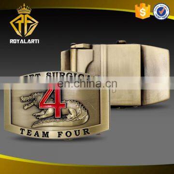 High Quality Team Four Belt Buckle in Antique Brass Plating