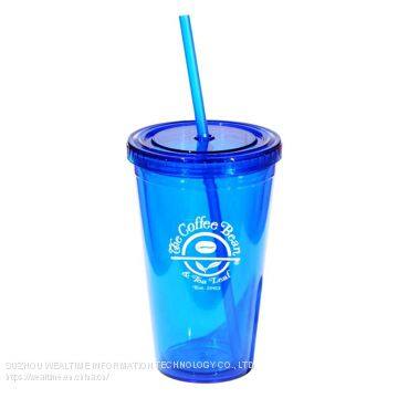 Wholesale Custom Printed Color Logo Clear Plastic Straw Cup With Lid photo-2