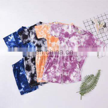 Explosive baby set tie-dye short-sleeved children's suit one generation casual male two-piece girl suit