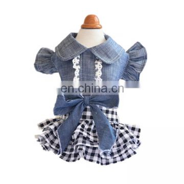 Cute petshop denim dog clothes dress pet clothes for autumn