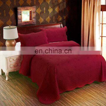 Solid Burgundy Color Printed Summer Quilt 100% Polyester Bedspread Ses Stitching Floral Coverlets Embroidery Quilt