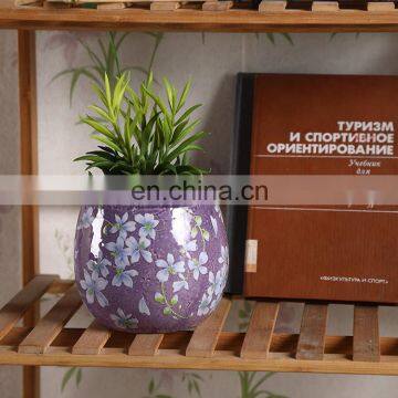 Italy modern garden decoration indoor outdoor plant planter custom purple flower pots with elegant flower pattern