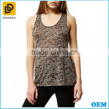 2016 soft grey double layer customzied pattern ladies and women tank top