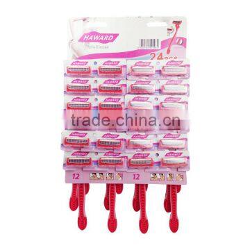 24pcs hanging card package triple blade hot sell market razor