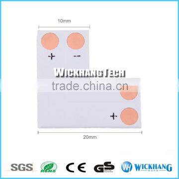 10 mm 2 Pin L Type PCB FPC Board Splitter LED Strip Connector for SMD 5050 LED Strip Mono Color photo-6