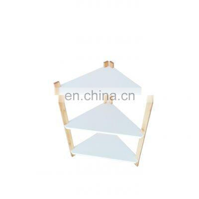 Bamboo Triangle Standing Shelf 3-Tier Storage Shelf In Bathroom