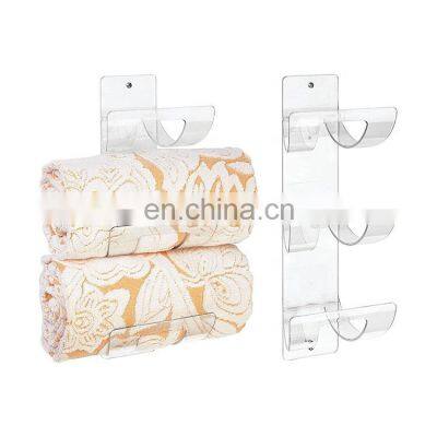 Hand Towels - Easy Mount 3-Level Bathroom Wall Mount Towel Rack Holder Clear Acrylic Organizer for Storage of Towels