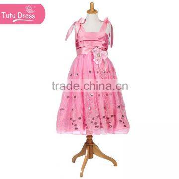 2015 cute Pink Sleeveless princess girls dress