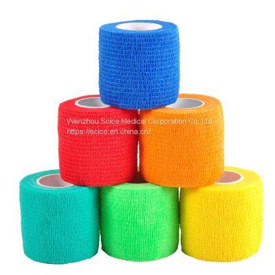 5cmX4.5m Amazon Top Seller Medical First Aid Nonwoven Cohesive Elastic Bandage With Natural Rubber photo-3