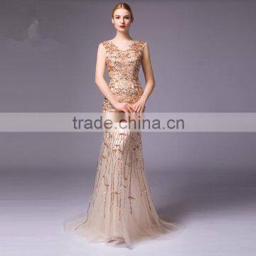 C71549A Gold long full length party evening dinner dress