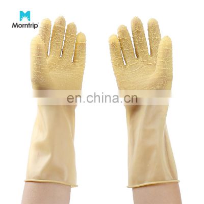 Yellow Color Heavy Duty Waterproof Cleaning Glove Chemical Resistant Latex Woking Rubber Industrial Gloves