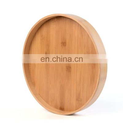 Wholesale Wooden Tableware Hotel Restaurant Tray Decoration Round Tray Walnut Real Wood Serving Tray With Handles