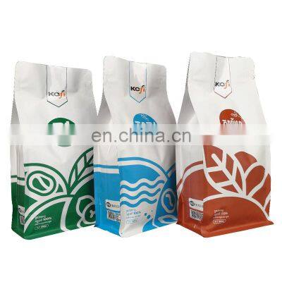 Food grade packaging flat bottom coffee bags printing custom standing pouch coffee beans package plastic bag for food packaging