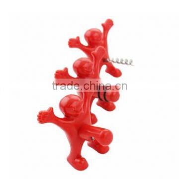 Body Shape Happy Man Red Wine Bottle Opener Plastic Wine Stopper photo-2