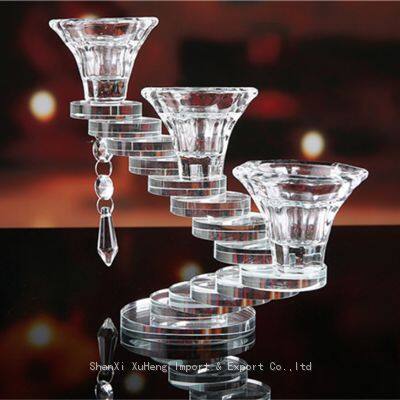 European Crystal Candlestick Holder 3 Heads Candle Holder Wedding Hotel Supplies Crystal Glass Candle Holder photo-3