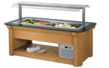 commercial wooden refrigerated salad bar for restaurant