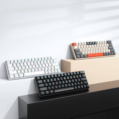 2023 Free Wolf T60 Mechanical Keyboard Color Matching Customized Notebook Office Computer 62 Keys Russian Luminous Game Keyboard