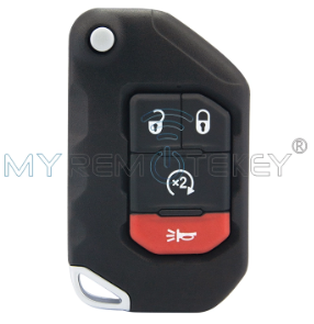 FCC OHT1130261 Keyless / Proximity smart flip key 4 button 433Mhz 4A chip for 2018 -2021 Jeep Wrangler Gladiator P/N 68416784AA