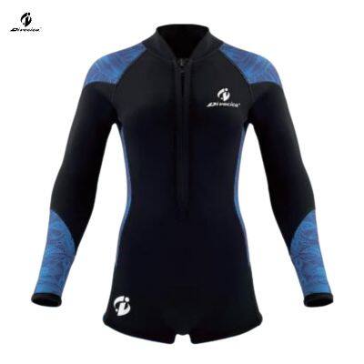 One Piece Long Sleeve Swimsuit Women Modest Floral Print Rash Guard