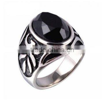 Men's Stainless Steel Oval Black Onyx Rings, Fashion Onyx Black Ring