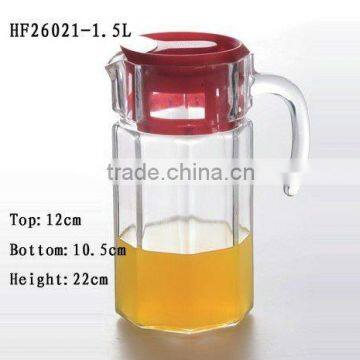 2015 Glass Jug and glass pitcher(color lids options) HF26021-1.5L