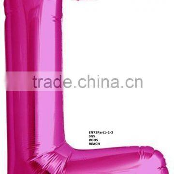 New fashion slim shape letter foil balloons pink magenta wholesale