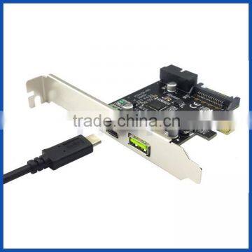 Desktop USB3.0 Gen 1 Type C PCIe controler card PCI express to USB Type C with 2.4A quick charge adaper card