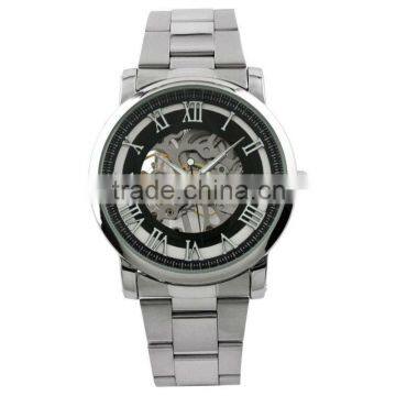 ESS Men's Silver Stainless Steel Skeleton Mechanical Watch WM270