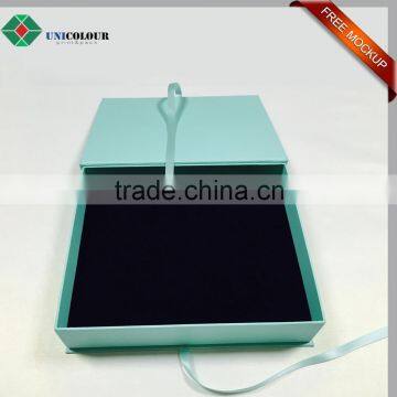 Light Green Cardboard Jewelry Box Custom With Ribbon Closure photo-4