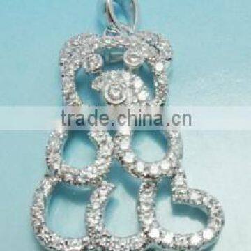 Sterling Silver Jewelry, 925 Sterling Silver Jewelry Wholesale Crystal, Sterling Silver Charm Bear Pendant PT90020