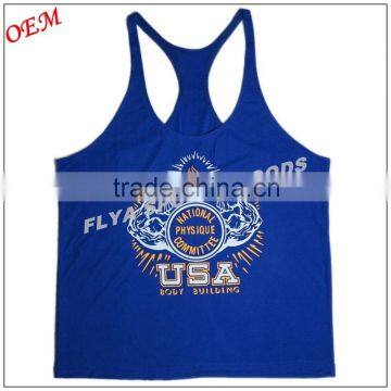custom logo printed y-back gym stringer singlet