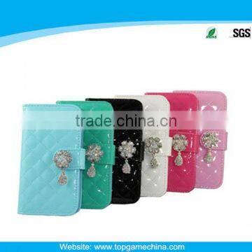 Leather mobile phone case for Samsung S3 with rhinestone belt