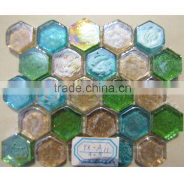 Inside Building Material Mosaic Hexagon Shape Bothroom Wall coloured glaze Mosaic Tile