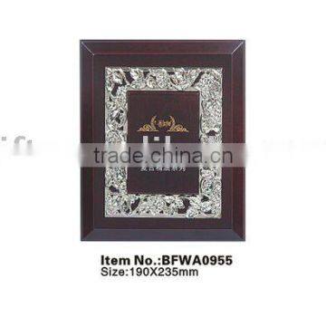 Wooden trophy award base with plastic frame,carving plaque:BFWA0955