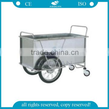 AG-SS025 CE ISO with wheel cheap hospital stainless steel laundry trolley