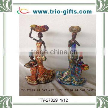 Double resin african mother-chlid sculpture