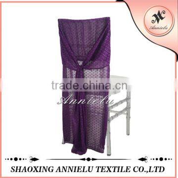 Fancy purple jacquard chiffon chair cover for wedding