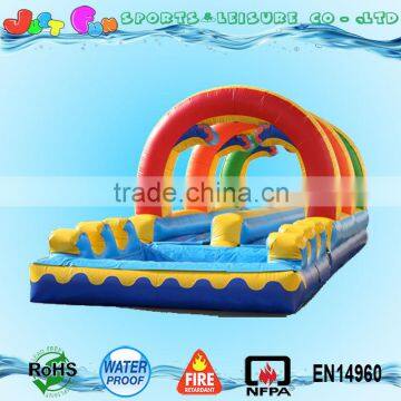 wave inflatable slip and slide for adult,colorful dual lane inflatable slip n slide with pool