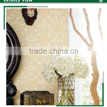 new foaming non woven wallpaper, yellow modern geometric wall covering for house , decorating wallcovering company