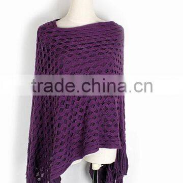 women high collar acrylic cable knit custom poncho