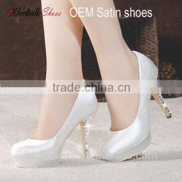 OEM wholesale white wedding shoes high heel satin shoes bridal shoes