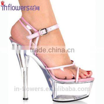 PVC+PU material latest design high heel lady shoes 2015