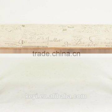 letter design fabric wooden long bench chair/wooden slats for bench(CH-958)