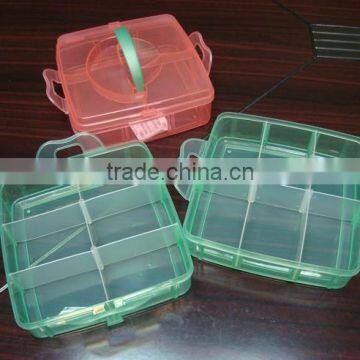 transparent plastic compartment storage box /screw storage box/colorful hand take storage box