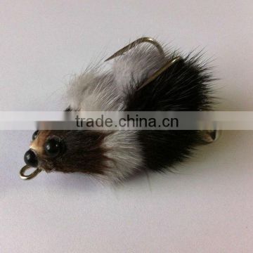 Nature feather soft plastic tail Mouse fishing lure with spinner